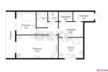 Фото №2: 2-комнатная квартира 70 м² - Краснодар, мкр. Завод Измерительных Приборов, ул. имени 40-летия Победы, 33/4