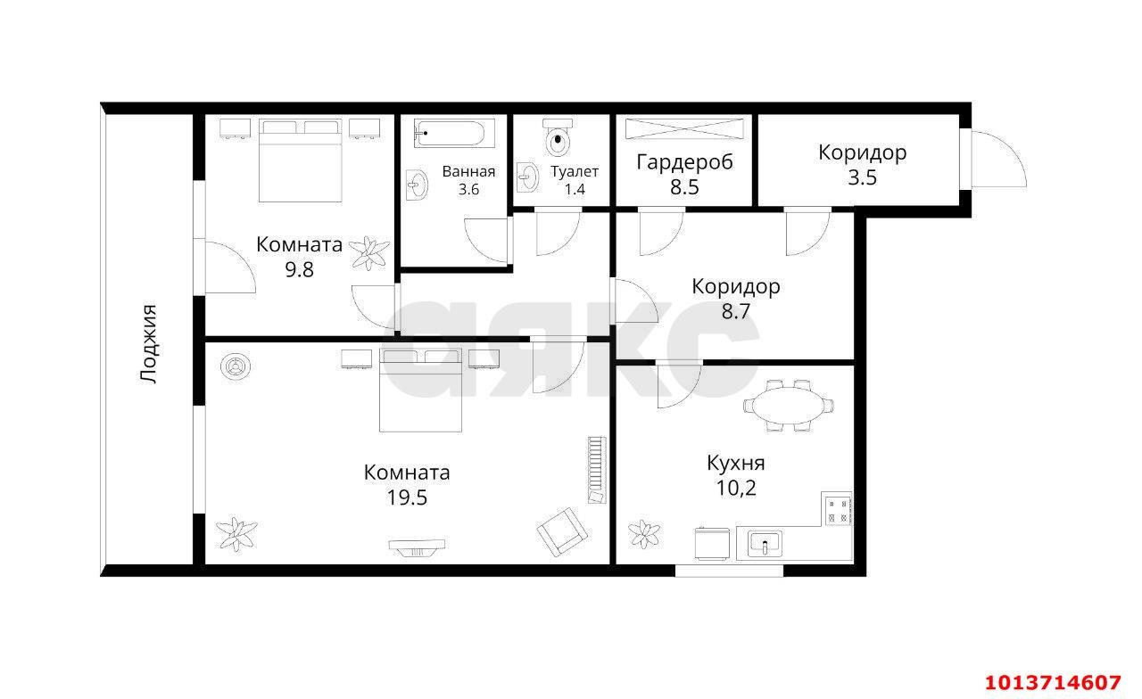 Фото №2: 2-комнатная квартира 70 м² - Краснодар, Завод Измерительных Приборов, ул. имени 40-летия Победы, 33/4