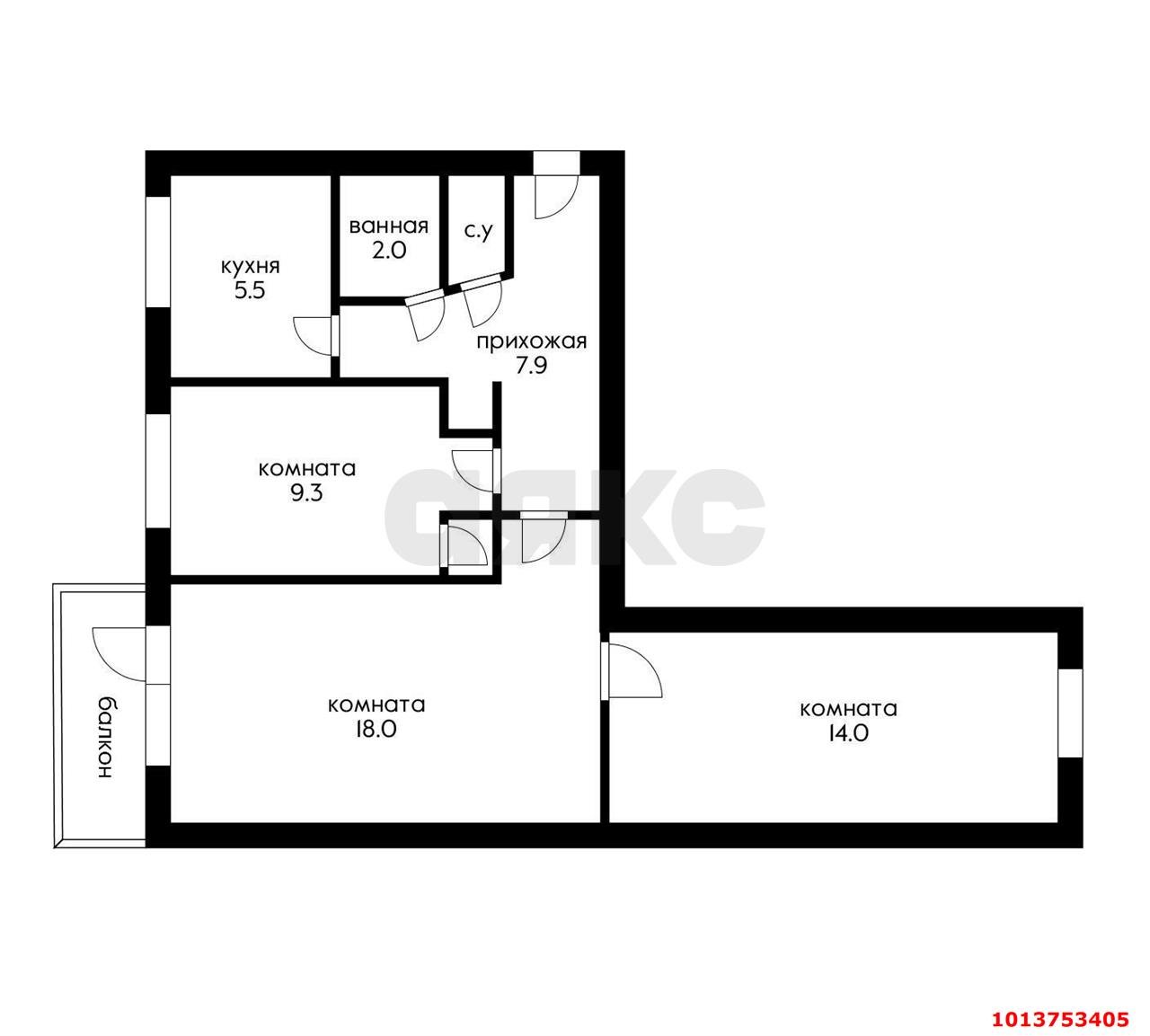 Фото №2: 3-комнатная квартира 59 м² - Краснодар, Авиагородок, ул. Авиагородок, 24