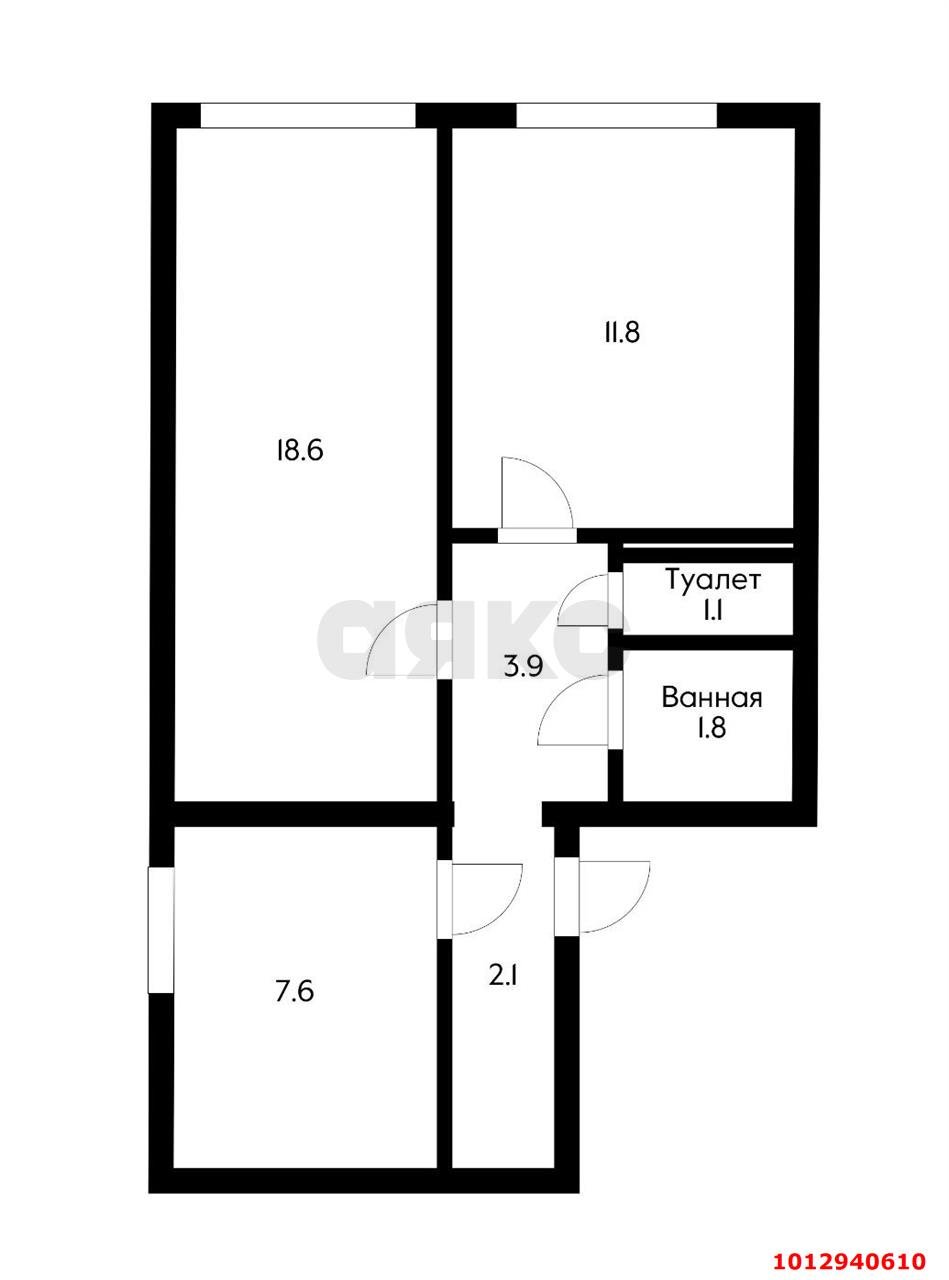 Фото №4: 2-комнатная квартира 47 м² - Краснодар, Краевая Клиническая Больница, ул. 1 Мая, 262