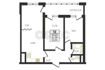 Фото №2: 2-комнатная квартира 54 м² - Краснодар, мкр. жилой комплекс Оникс, ул. Российская, 267к4