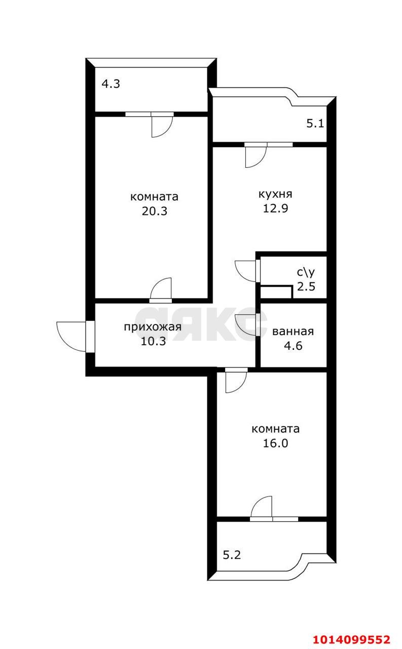 Фото №2: 2-комнатная квартира 82&nbsp;м², 4/16&nbsp;эт. - Краснодар, Западный внутригородской округ, мкр. Фестивальный, ул. Гаражная, 79