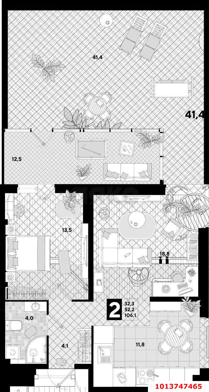 Фото №13: 2-комнатная квартира 106 м² - Краснодар, жилой комплекс Самолёт-5, ул. Константина Гондаря, 109