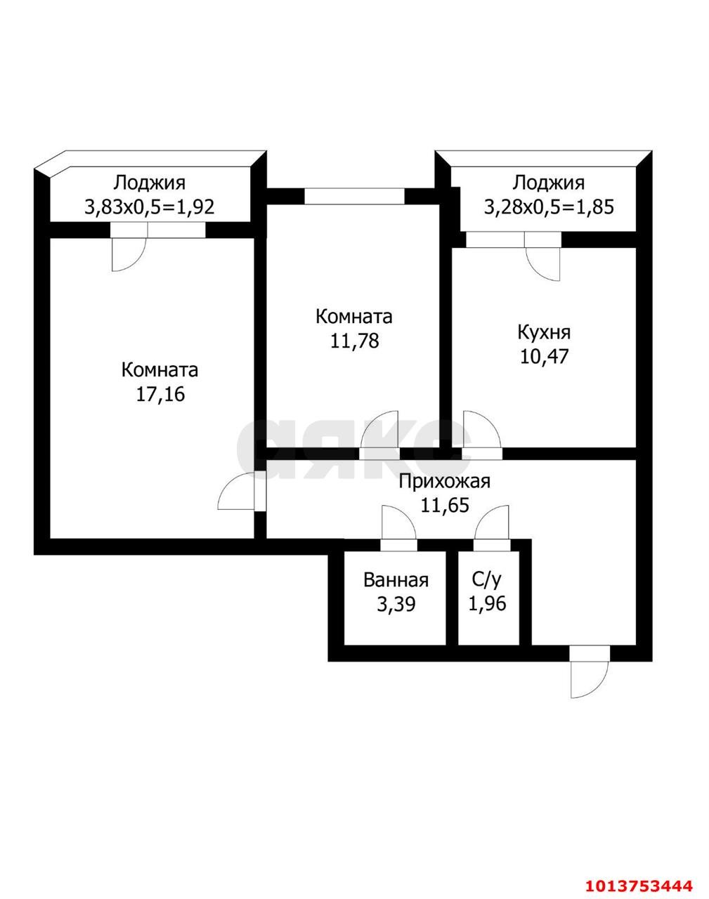 Фото №8: 2-комнатная квартира 59 м² - Краснодар, Краевая Клиническая Больница, ул. им. Героя Яцкова И.В., 9