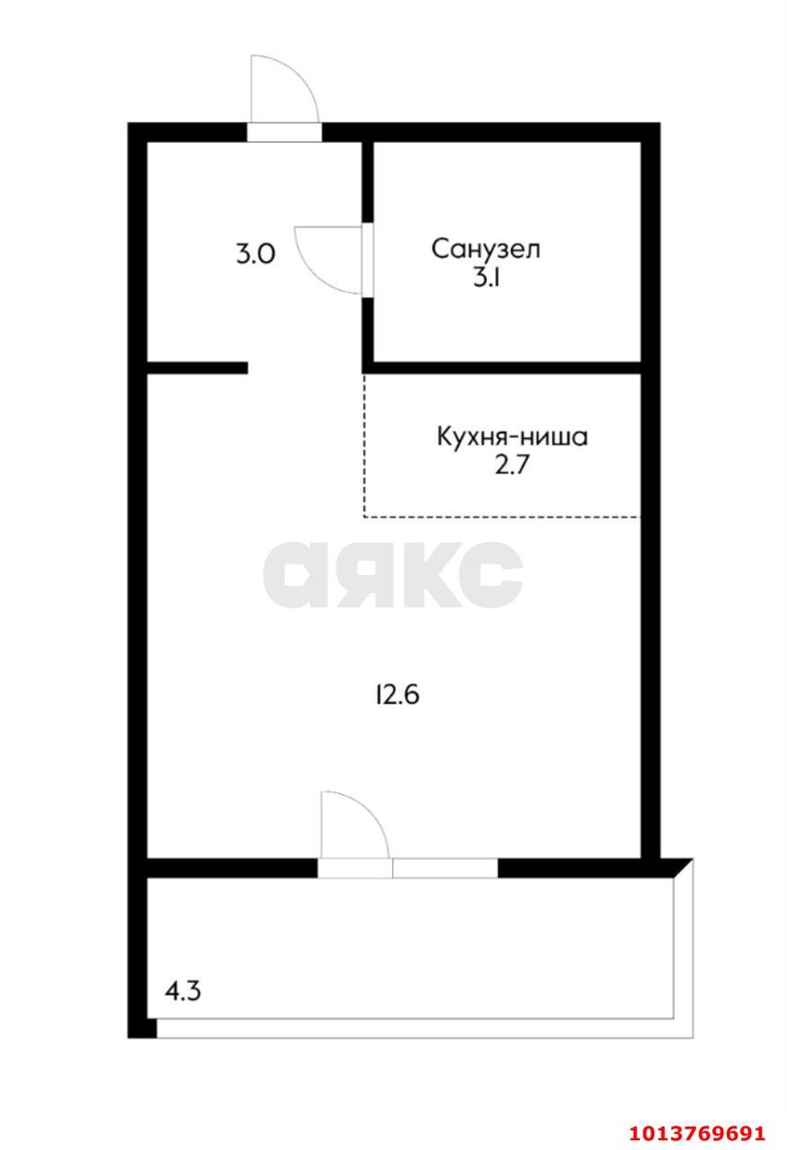 Фото №2: Студия 23 м² - Краснодар, жилой комплекс Спортивная Деревня, ул. имени Генерала Корнилова, 12