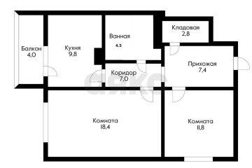 Фото №5: 2-комнатная квартира 65 м² - Краснодар, мкр. Московский, ул. Карякина, 19