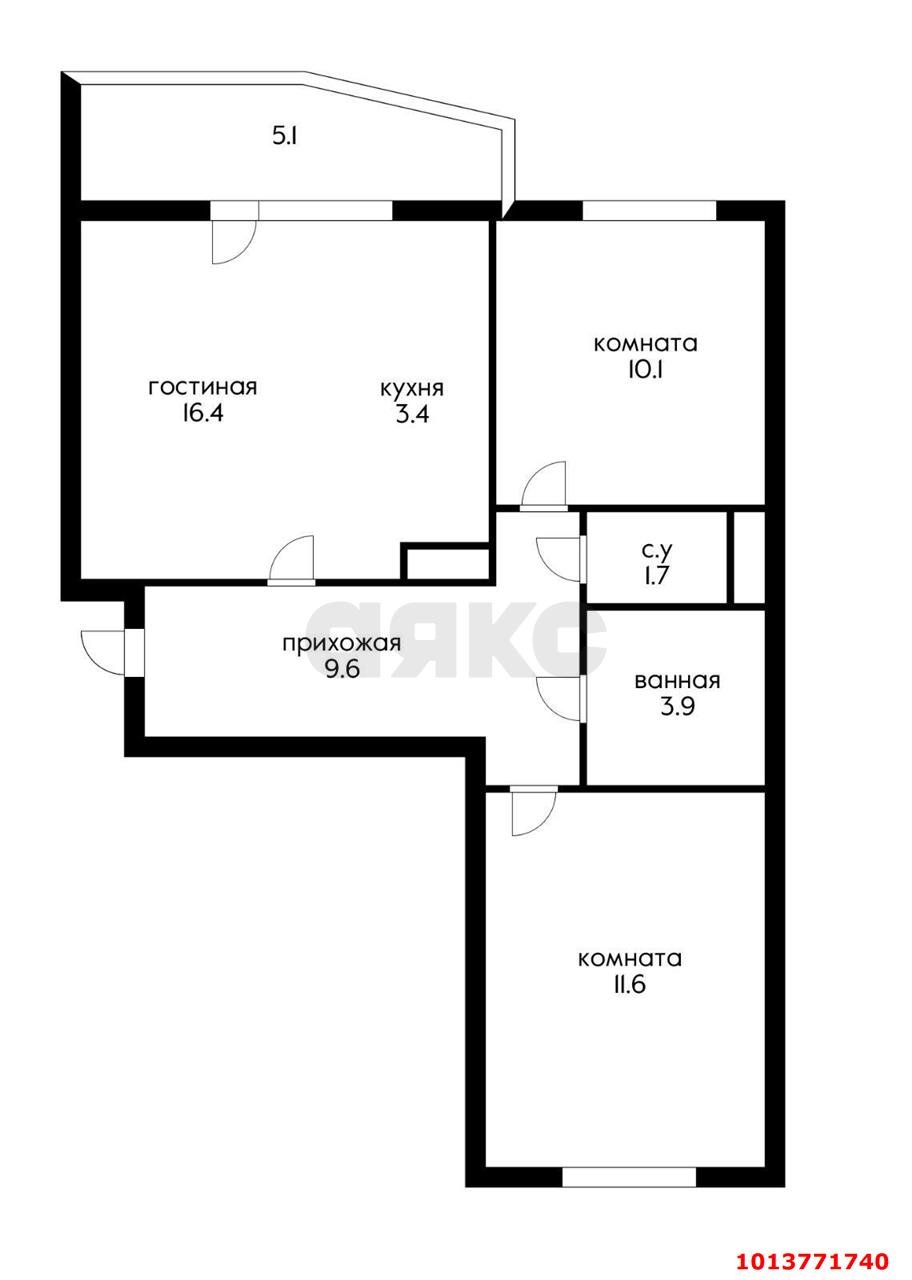 Фото №2: 3-комнатная квартира 59 м² - Краснодар, жилой комплекс Спортивная Деревня, ул. имени Генерала Корнилова, 14/1