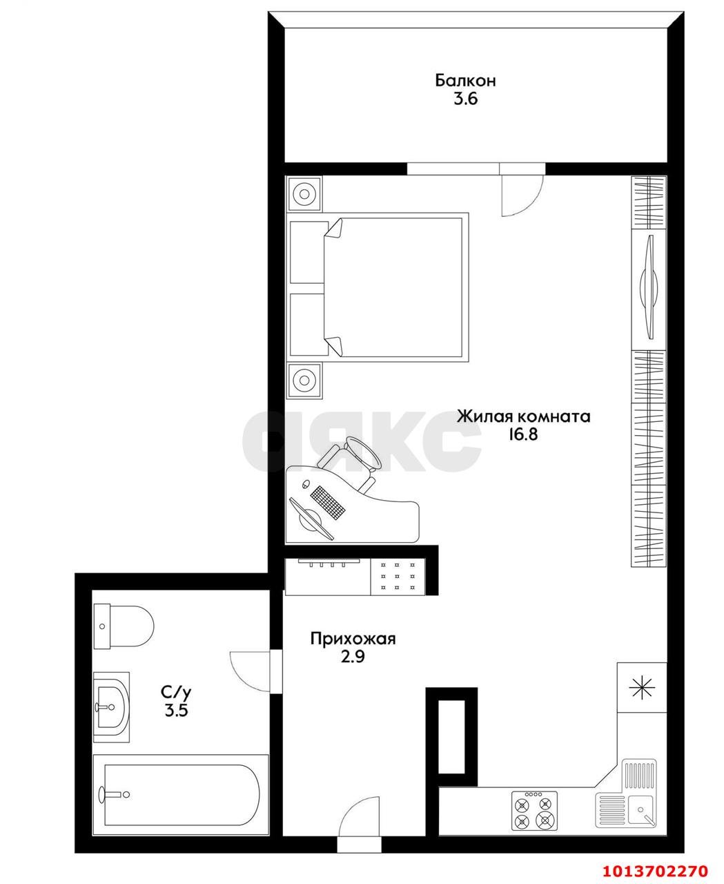 Фото №13: Студия 25 м² - Краснодар, Парк Победы, ул. Героя Пешкова, 14