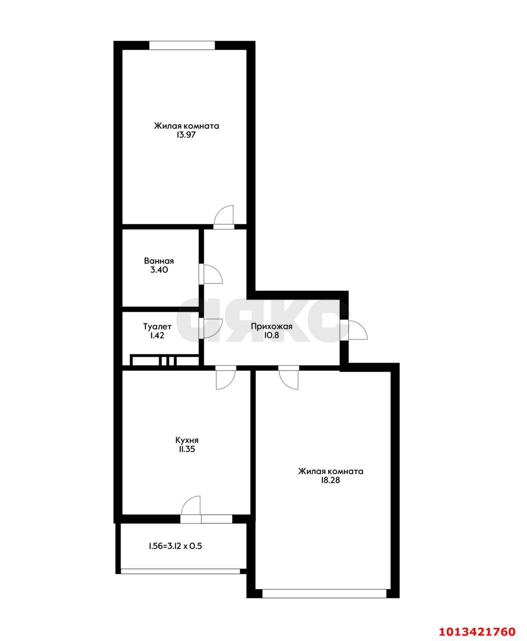 Фото №6: 2-комнатная квартира 56 м² - Краснодар, жилой комплекс Перспектива, ул. Героев-Разведчиков, 6к3