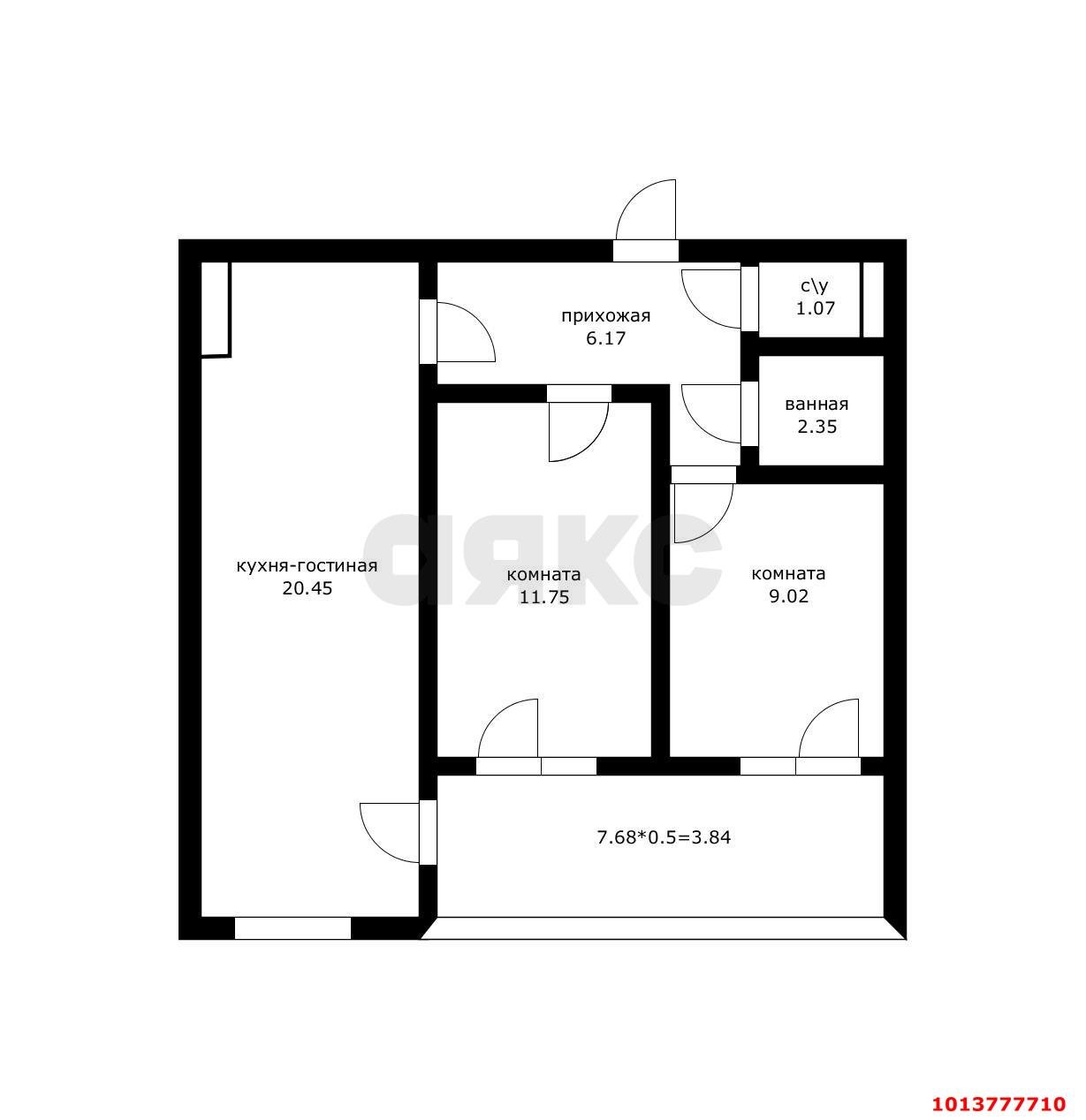 Фото №9: 2-комнатная квартира 53 м² - Краснодар, жилой комплекс Оникс, ул. Российская, 267к4