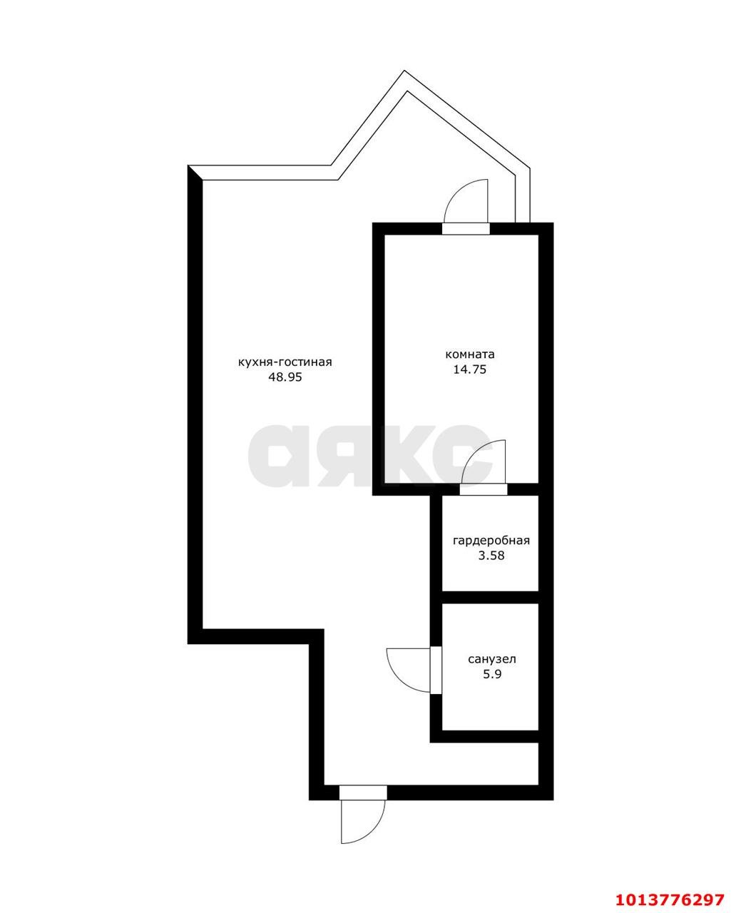 Фото №15: 1-комнатная квартира 59 м² - Краснодар, жилой комплекс Седьмой Континент, ул. Совхозная, 1к7