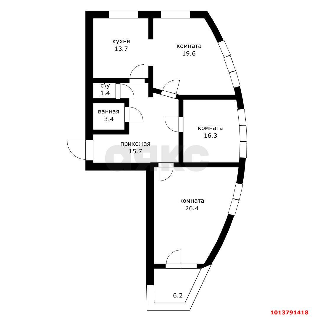 Фото №12: 3-комнатная квартира 102 м² - Краснодар, жилой комплекс Аквамарин, ул. Уральская, 75к2