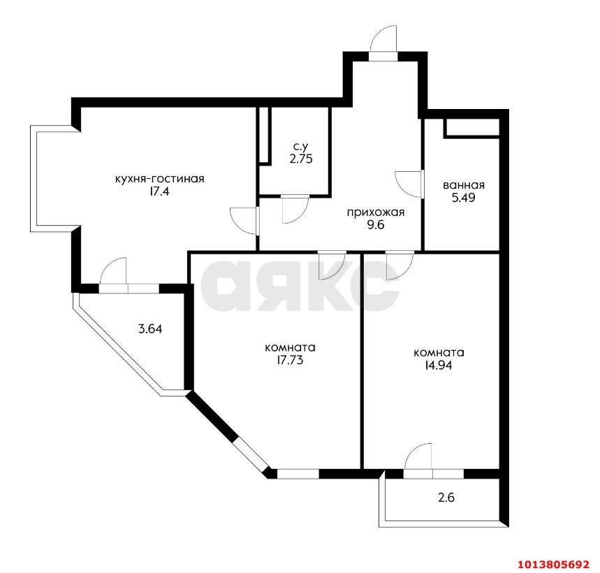 Фото №2: 2-комнатная квартира 73 м² - Краснодар, Фестивальный, ул. Гаражная, 79/1