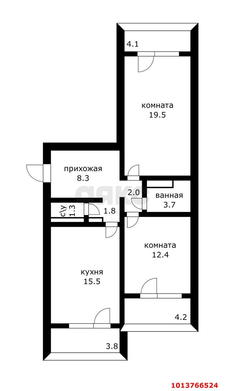 Фото №6: 2-комнатная квартира 64 м² - Краснодар, Почтовый, ул. имени Валерия Гассия, 7