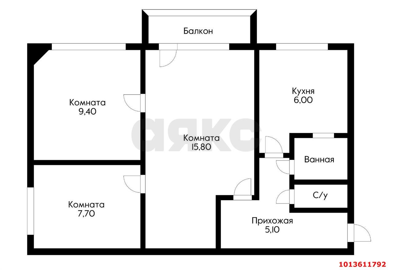 Фото №2: 3-комнатная квартира 49 м² - Краснодар, Гидростроителей, ул. Дмитрия Благоева, 4