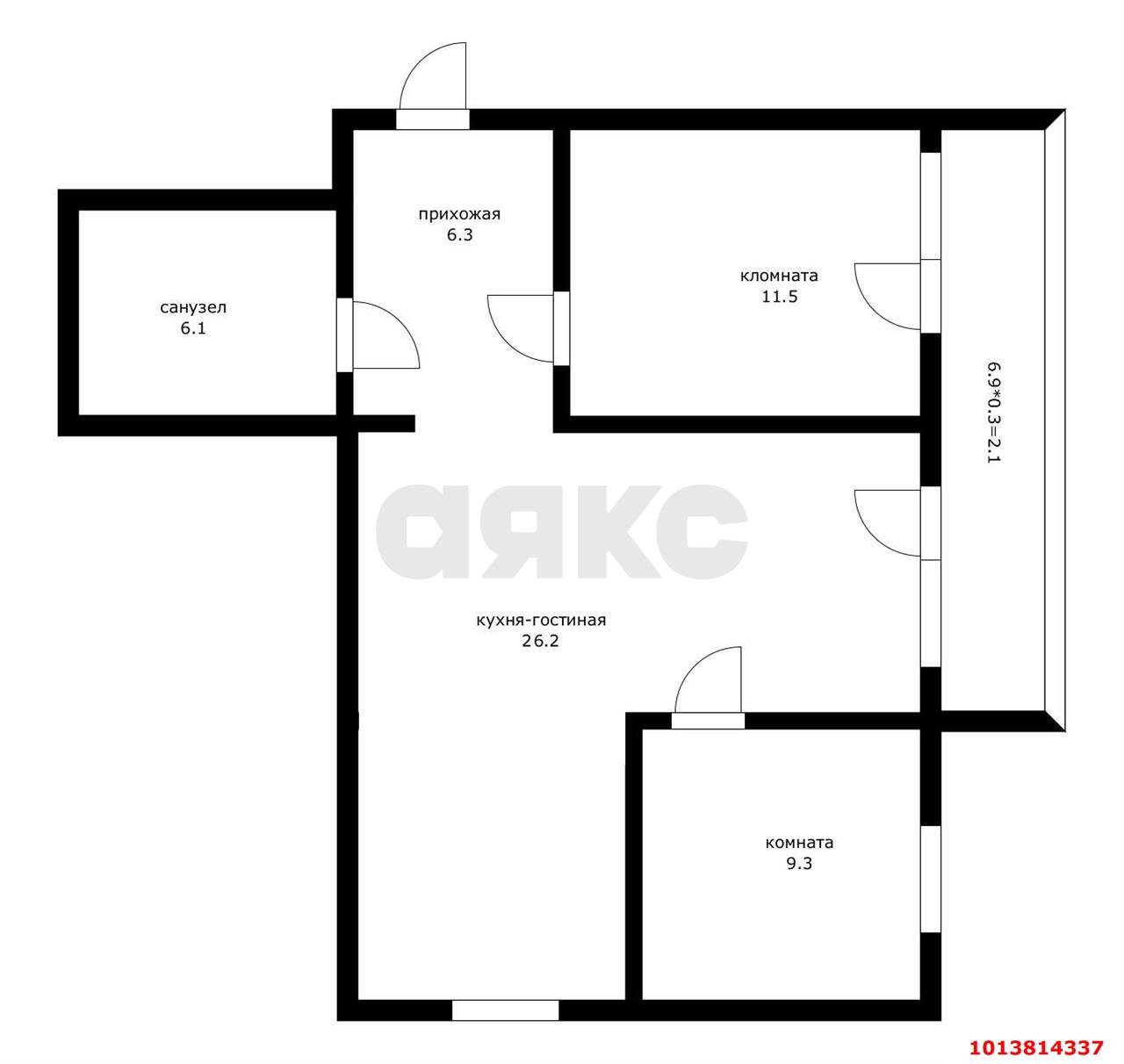 Фото №10: 3-комнатная квартира 61 м² - Новая Адыгея, жилой комплекс Виноград 2, ул. Бжегокайская, 25/1к5