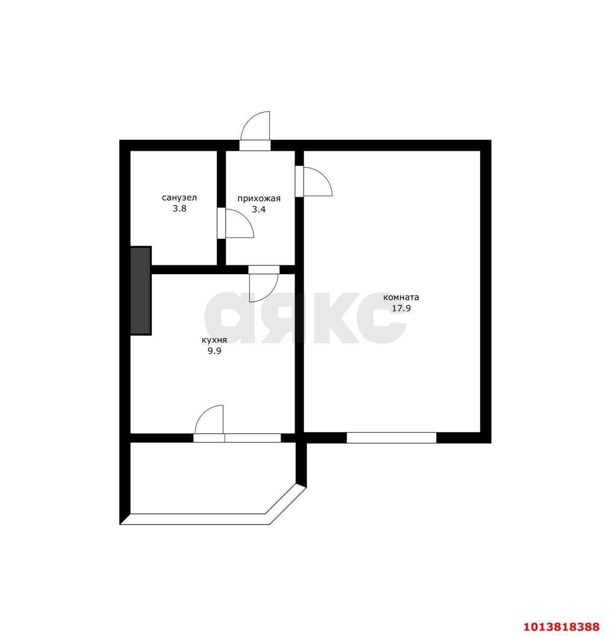 Фото №3: 1-комнатная квартира 38 м² - Краснодар, Музыкальный, ул. имени Сергея Есенина, 127/2