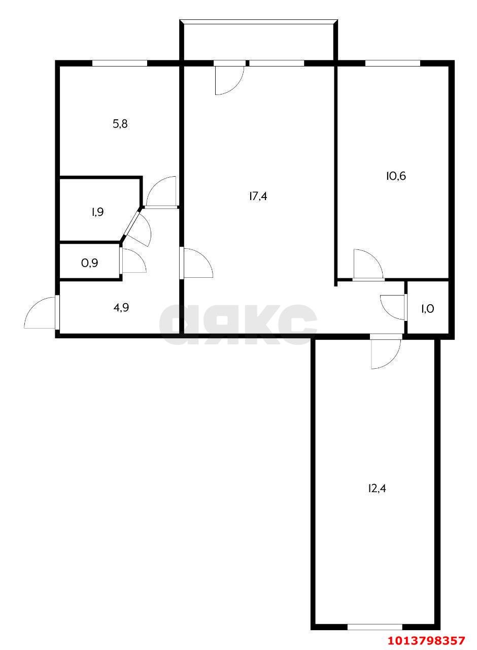 Фото №2: 3-комнатная квартира 56 м² - Краснодар, Черёмушки, ул. Бургасская, 37