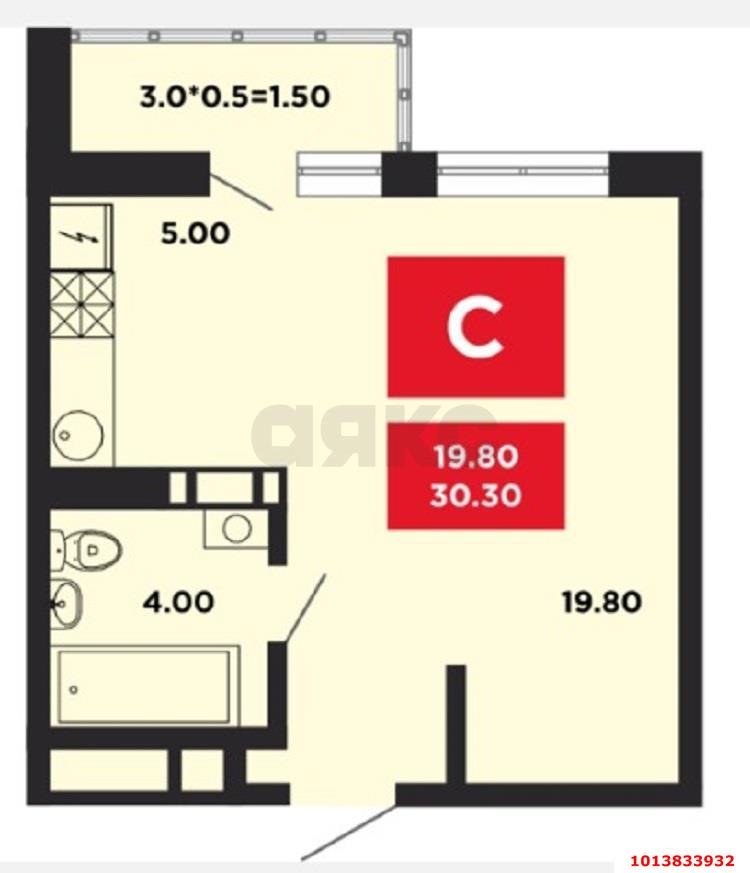 Фото №9: Студия 31 м² - Краснодар, жилой комплекс Нeo-квартал Красная Площадь, ул. им. Мурата Ахеджака, 12