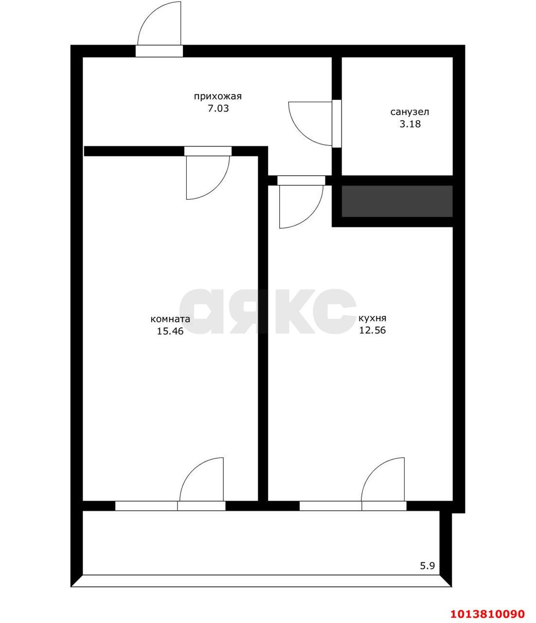 Фото №5: 1-комнатная квартира 38 м² - Краснодар, жилой комплекс Три Кита, ул. Московская, 131к1