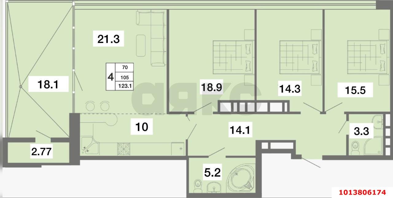 Фото №19: Пентхаус 123 м² - Краснодар, жилой комплекс На Садовой, ул. Садовая, 159