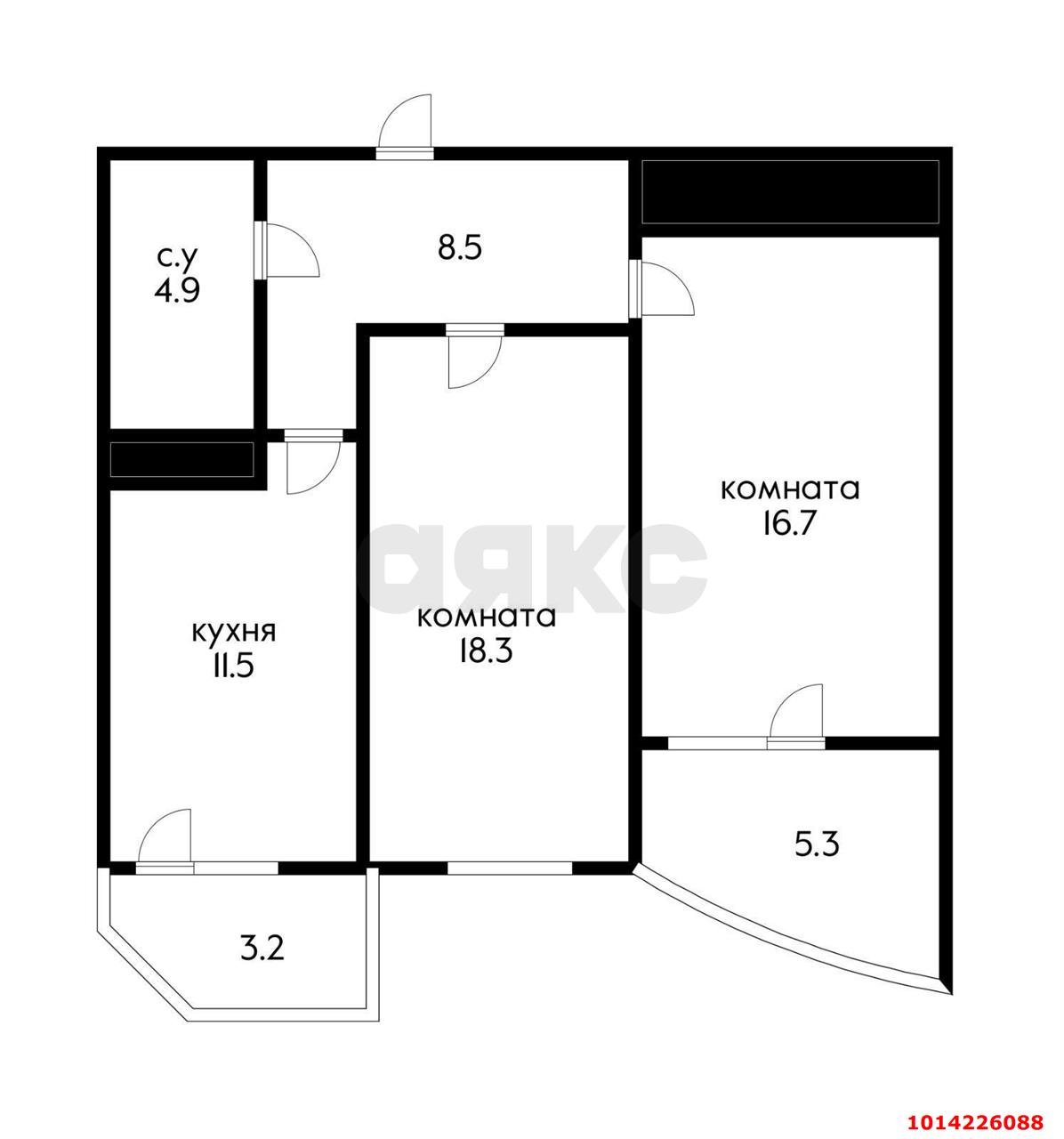 Фото №3: 2-комнатная квартира 68 м² - Краснодар, имени Петра Метальникова, ул. Цезаря Куникова, 24к1