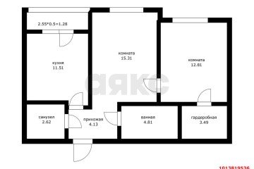 Фото №1: 2-комнатная квартира 55 м² - Краснодар, мкр. жилой комплекс Облака, ул. имени Генерала Корнилова, 9к3