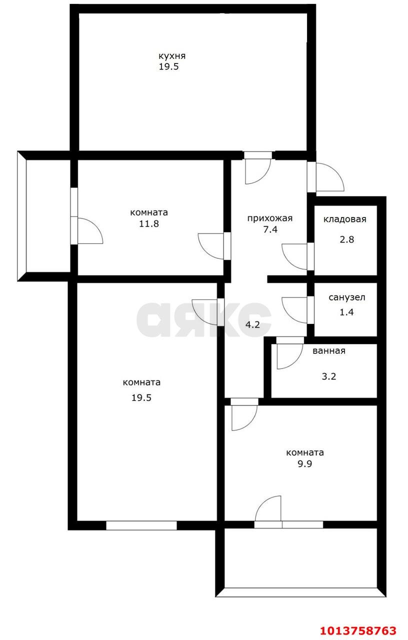 Фото №14: 3-комнатная квартира 79 м² - Краснодар, Завод Измерительных Приборов, ул. Зиповская, 41