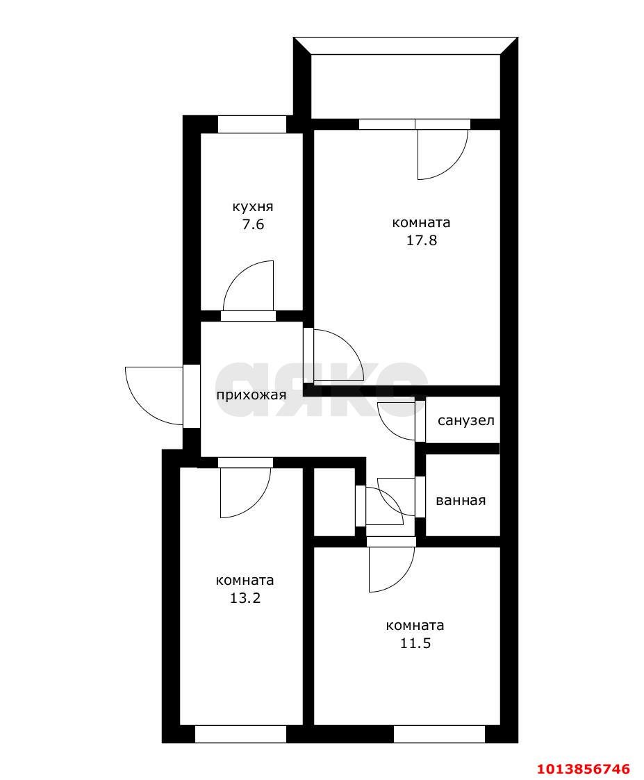 Фото №9: 3-комнатная квартира 67 м² - Краснодар, Славянский, ул. Красных Партизан, 75