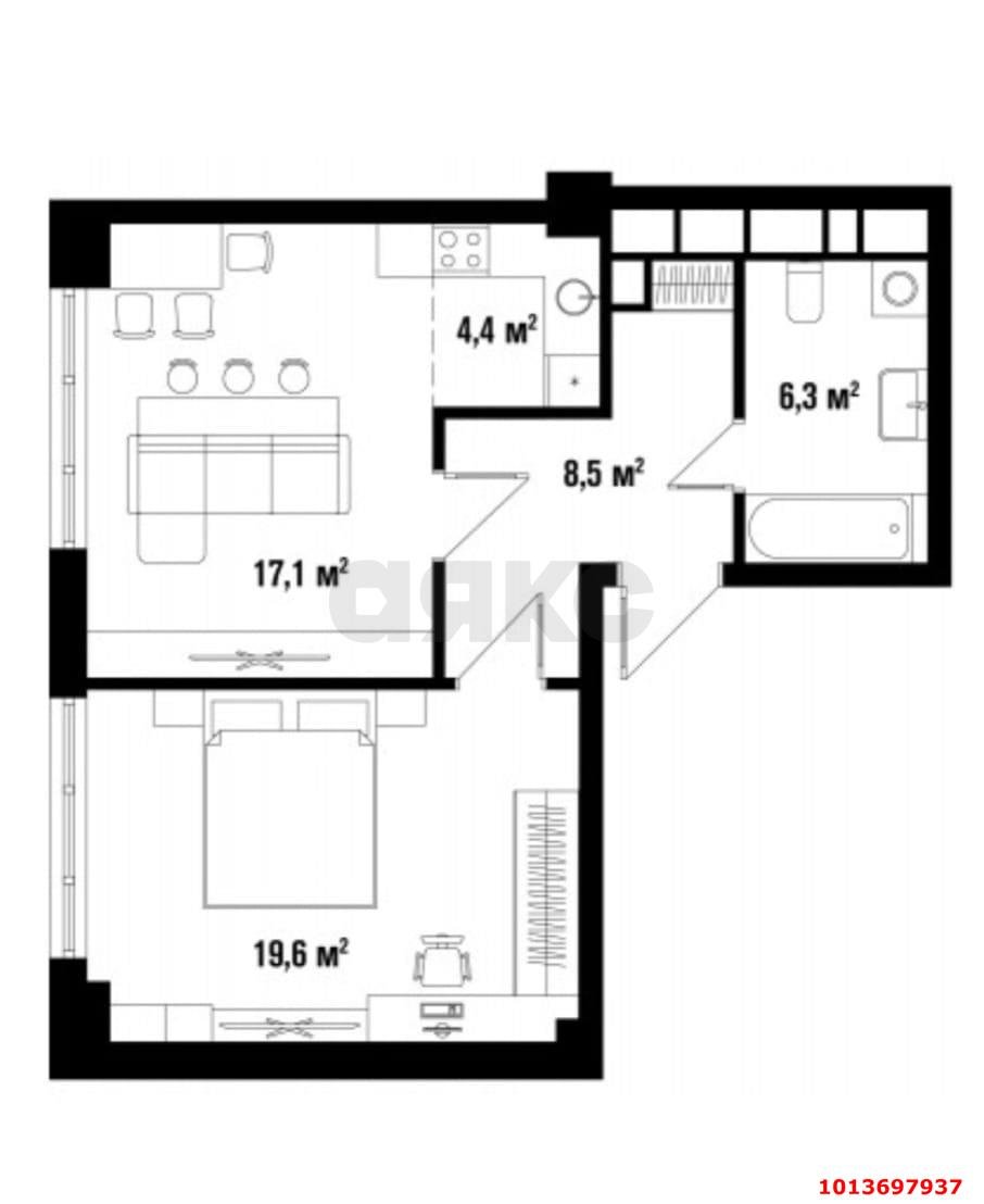 Фото №8: 1-комнатная квартира 55 м² - Краснодар, жилой комплекс Девелопмент Плаза, ул. имени 40-летия Победы, 33Г