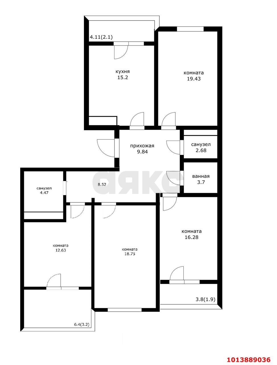 Фото №11: 4-комнатная квартира 125 м² - Краснодар, жилой комплекс Аврора, ул. имени Дзержинского, 95