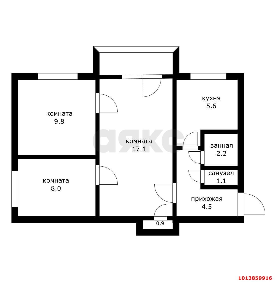 Фото №2: 3-комнатная квартира 51 м² - Краснодар, Завод Измерительных Приборов, ул. Зиповская, 17