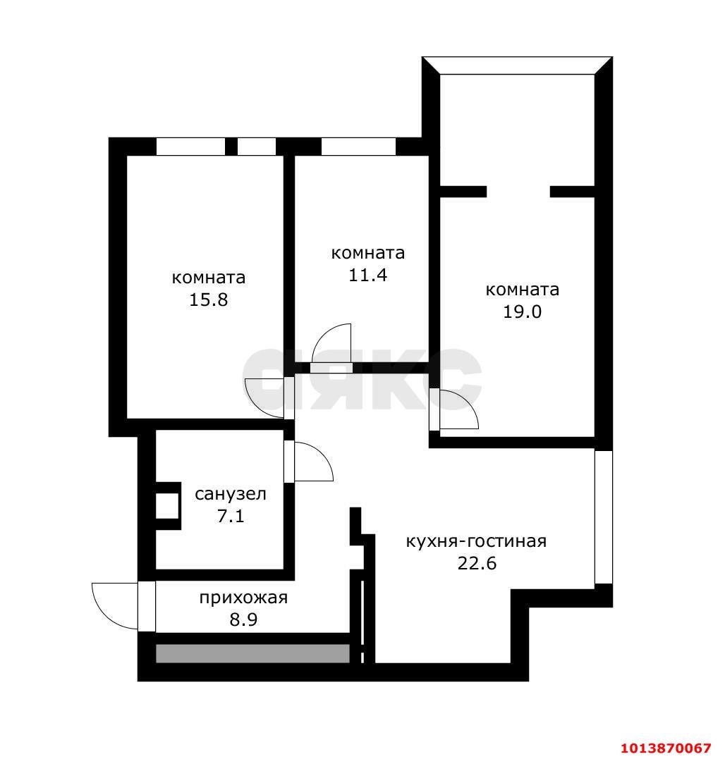 Фото №4: 3-комнатная квартира 84 м² - Краснодар, Гидростроителей, ул. Снесарева, 10