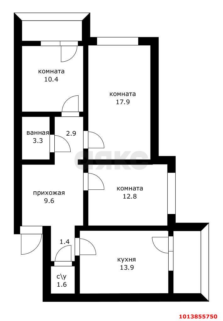 Фото №10: 3-комнатная квартира 74 м² - Краснодар, Восточно-Кругликовский, ул. имени 40-летия Победы, 101