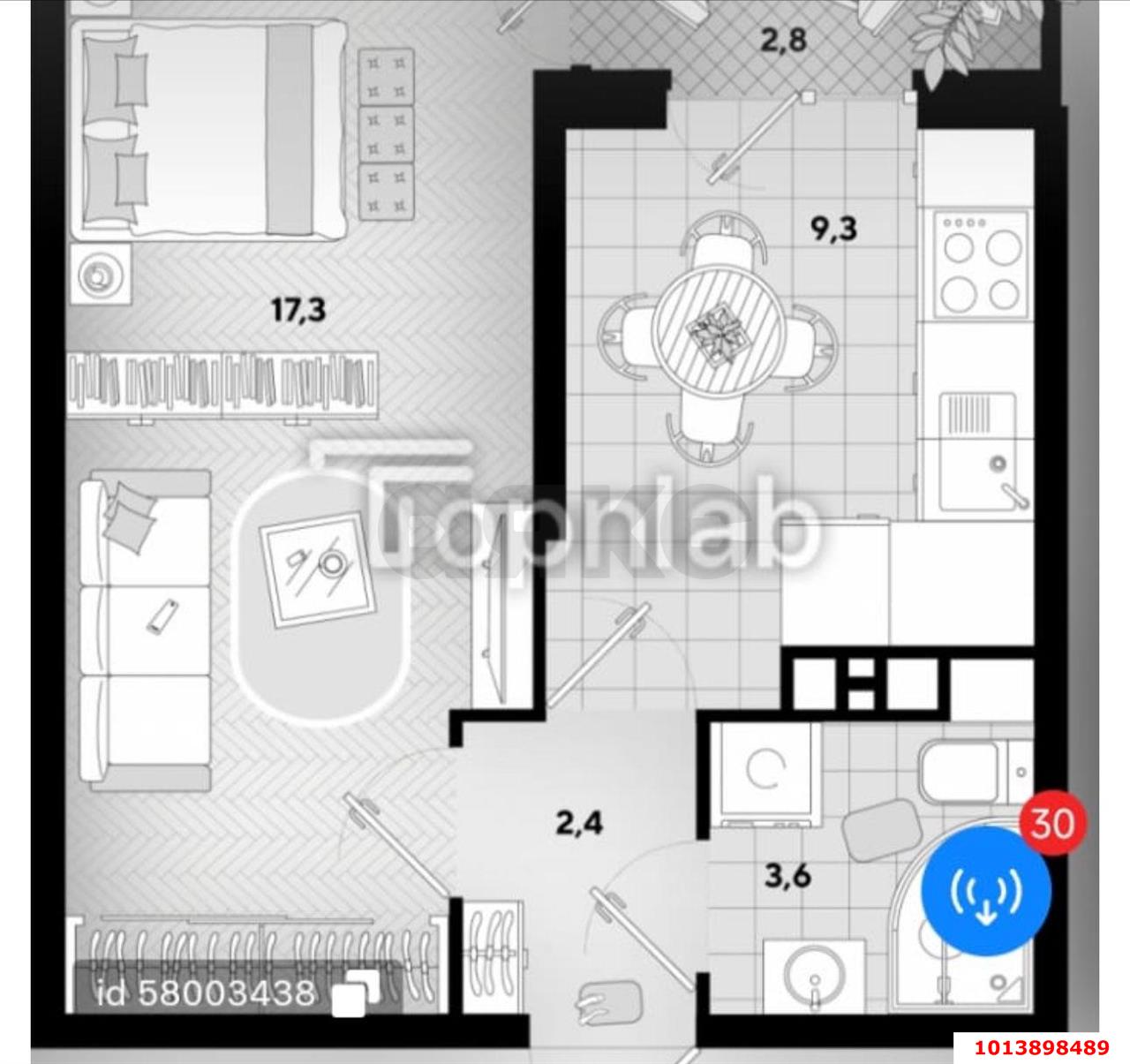 Фото №13: 1-комнатная квартира 32 м² - Краснодар, Парк Победы, ул. Героя Пешкова, 14