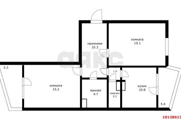 Фото №3: 2-комнатная квартира 63 м² - Краснодар, мкр. квартал Народный, пер. Ленинский, 20/1к10