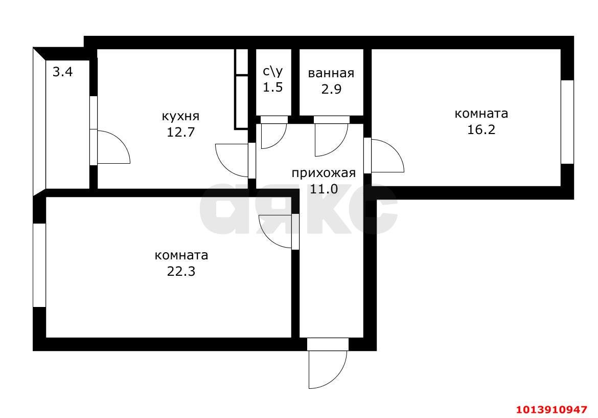 Фото №10: 2-комнатная квартира 70 м² - Яблоновский, ул. Гагарина, 192к4