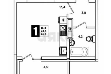 Фото №4: Студия 26 м² - Краснодар, мкр. жилой комплекс Самолёт-2, ул. Западный Обход, 57