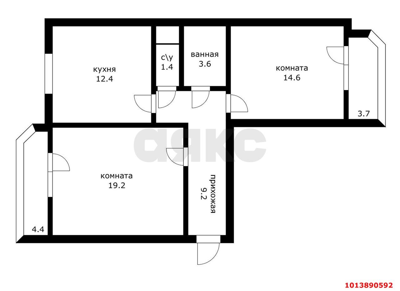 Фото №12: 2-комнатная квартира 64 м² - Яблоновский, жилой комплекс Солнечный, ул. Солнечная, 55/1к2