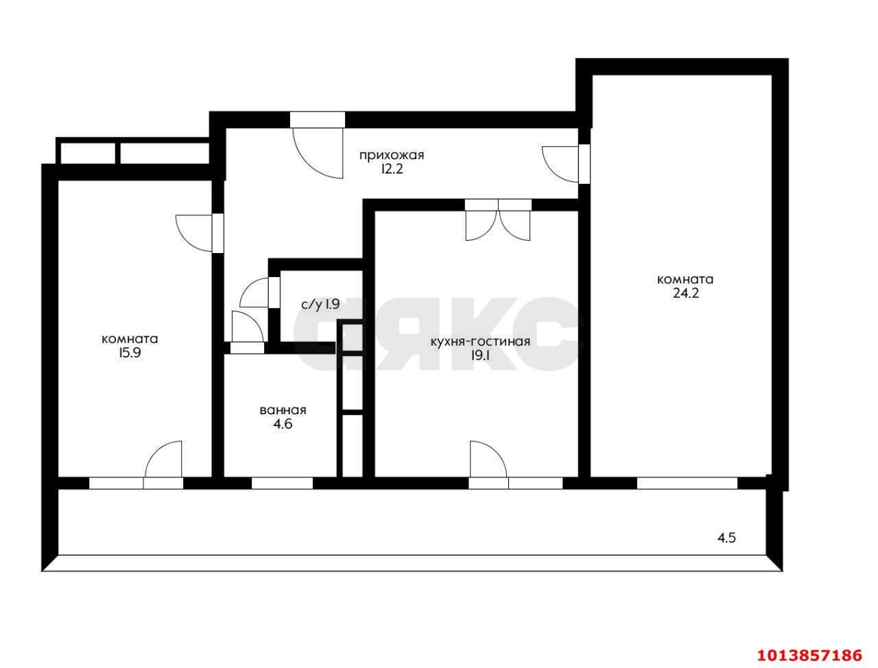 Фото №4: 2-комнатная квартира 85 м² - Краснодар, Центральный, ул. Будённого, 129