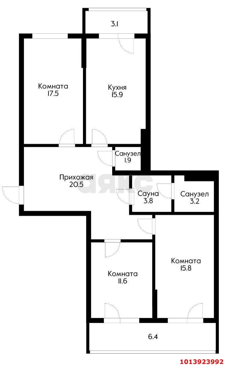 Фото №18: 3-комнатная квартира 99 м² - Краснодар, Музыкальный, ул. имени Сергея Есенина, 108/2