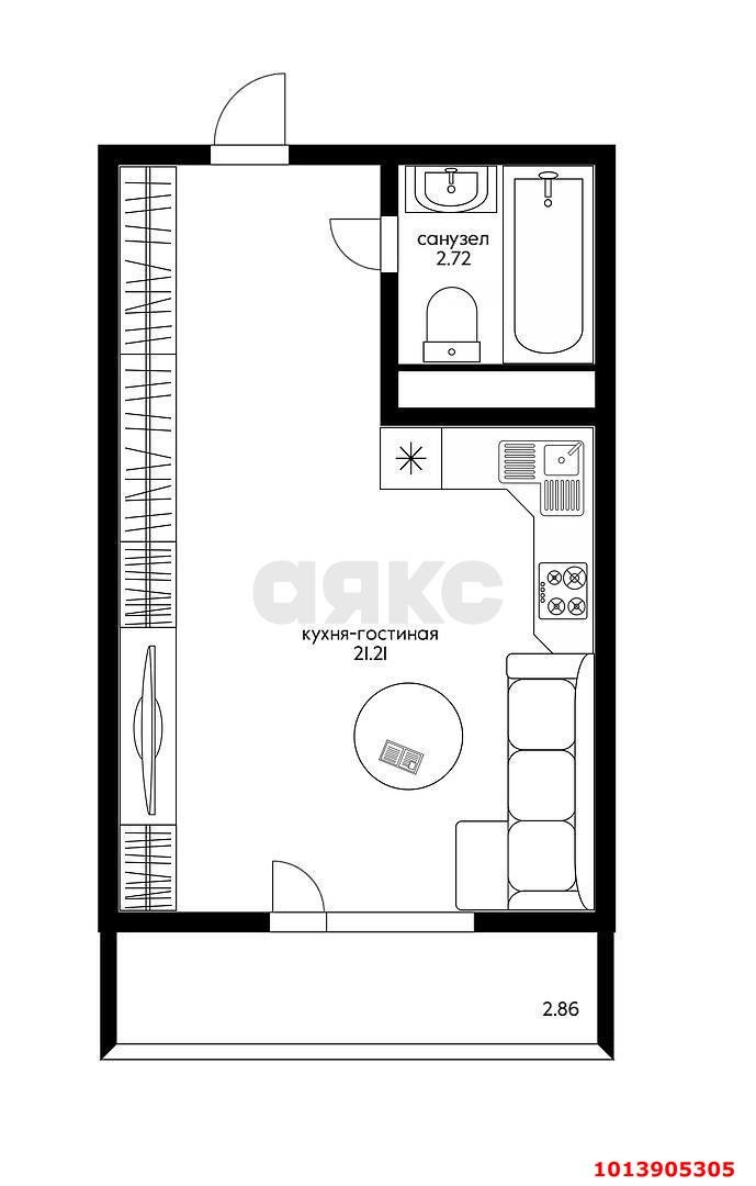 Фото №4: Студия 26 м² - Краснодар, Славянский, ул. Заполярная, 37к4