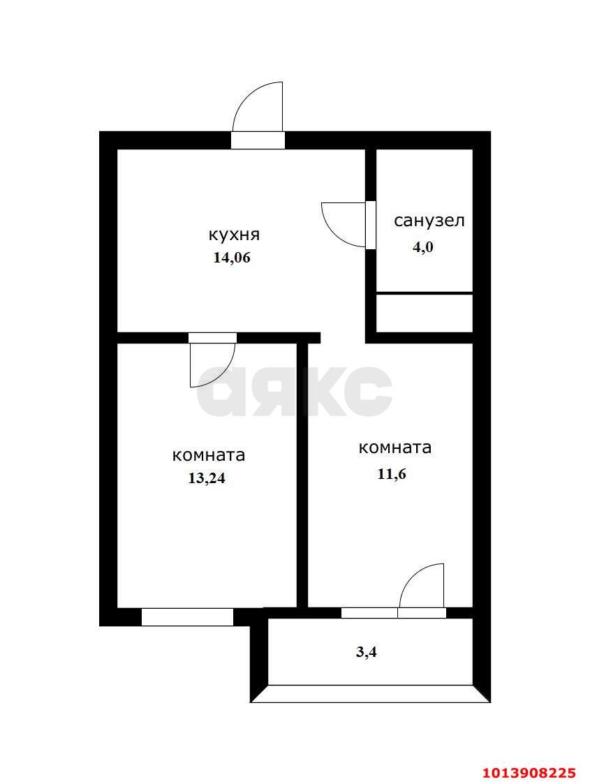 Фото №6: 2-комнатная квартира 47 м² - Краснодар, имени Петра Метальникова, ул. Петра Метальникова, 3/1к2