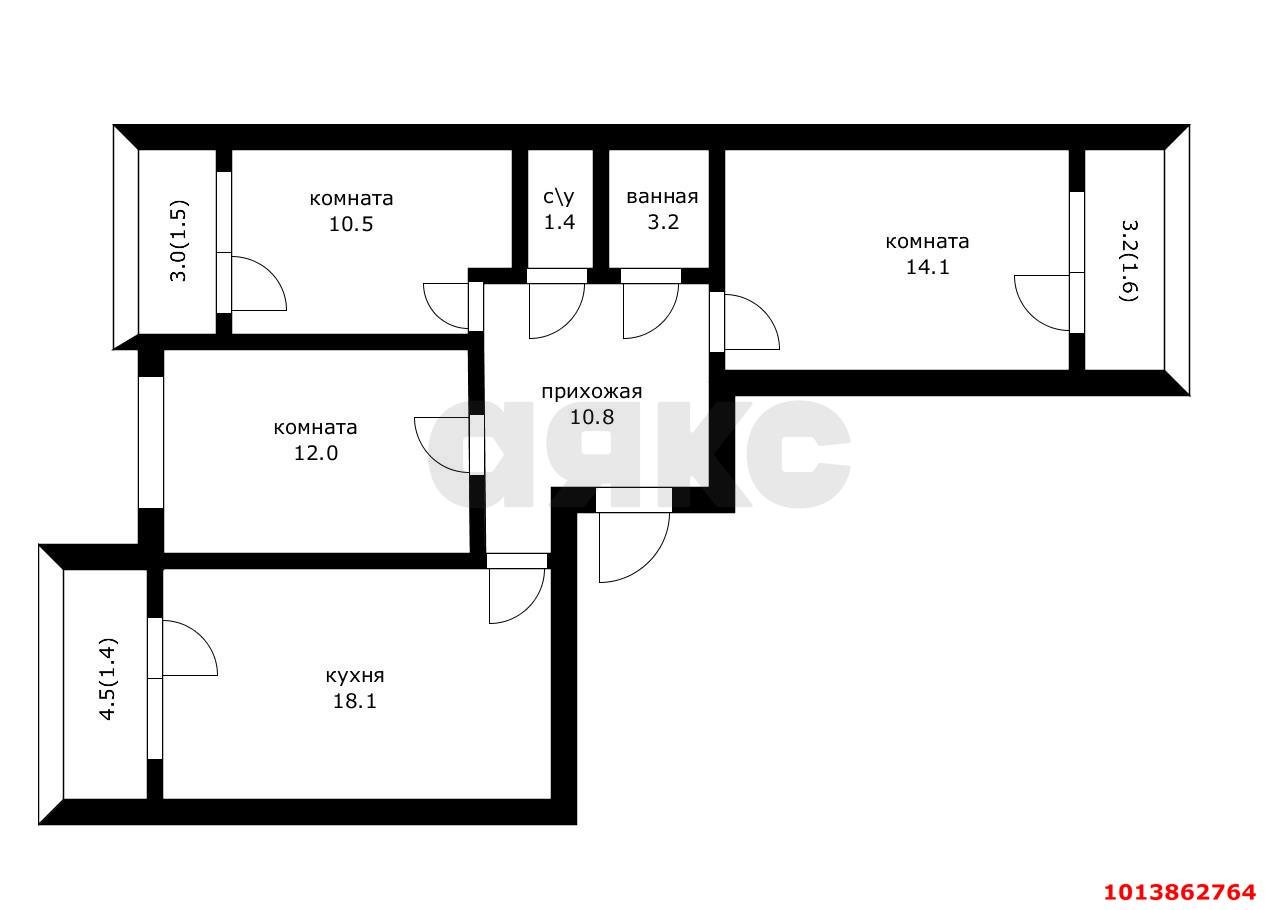 Фото №5: 3-комнатная квартира 70 м² - Краснодар, жилой комплекс Южане, ул. Даниила Смоляна, 65к1