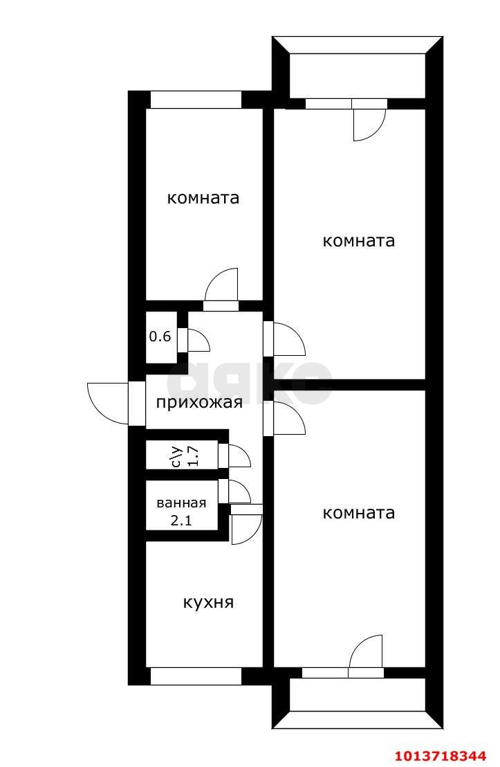 Фото №14: 3-комнатная квартира 61 м² - Краснодар, Фестивальный, ул. Атарбекова, 19