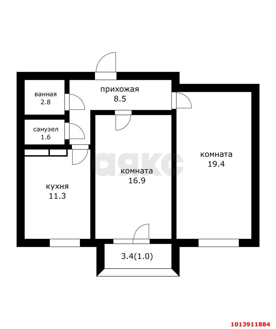 Фото №11: 2-комнатная квартира 64 м² - Краснодар, жилой комплекс Фреш, ул. имени Валерия Гассия, 4/7к2