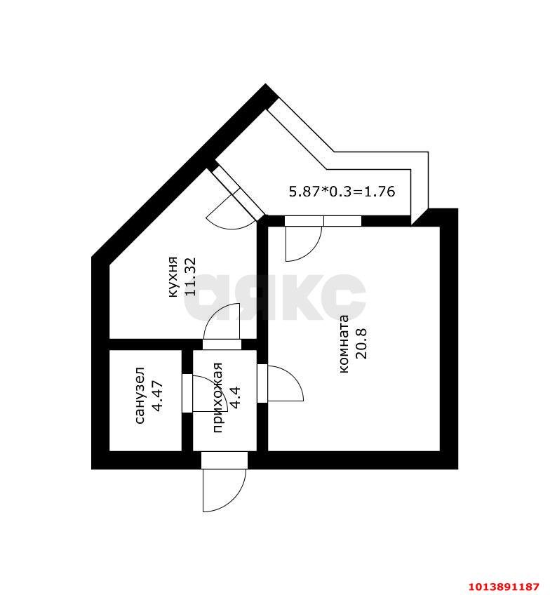 Фото №2: 1-комнатная квартира 47 м² - Краснодар, Черёмушки, ул. Кубанская, 52