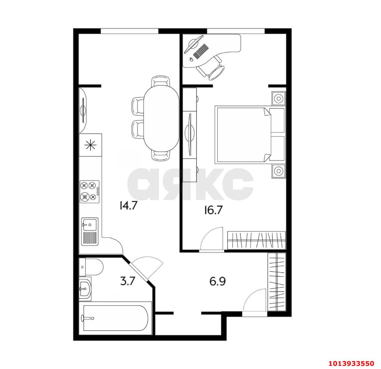 Фото №8: 1-комнатная квартира 41 м² - Краснодар, Прикубанский внутригородской округ, ул. Митинская, 21