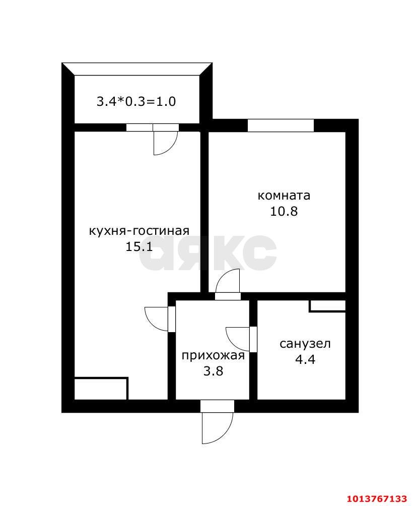 Фото №8: 1-комнатная квартира 34 м² - Краснодар, жилой комплекс Ракурс, ул. имени Героя Ростовского, 8