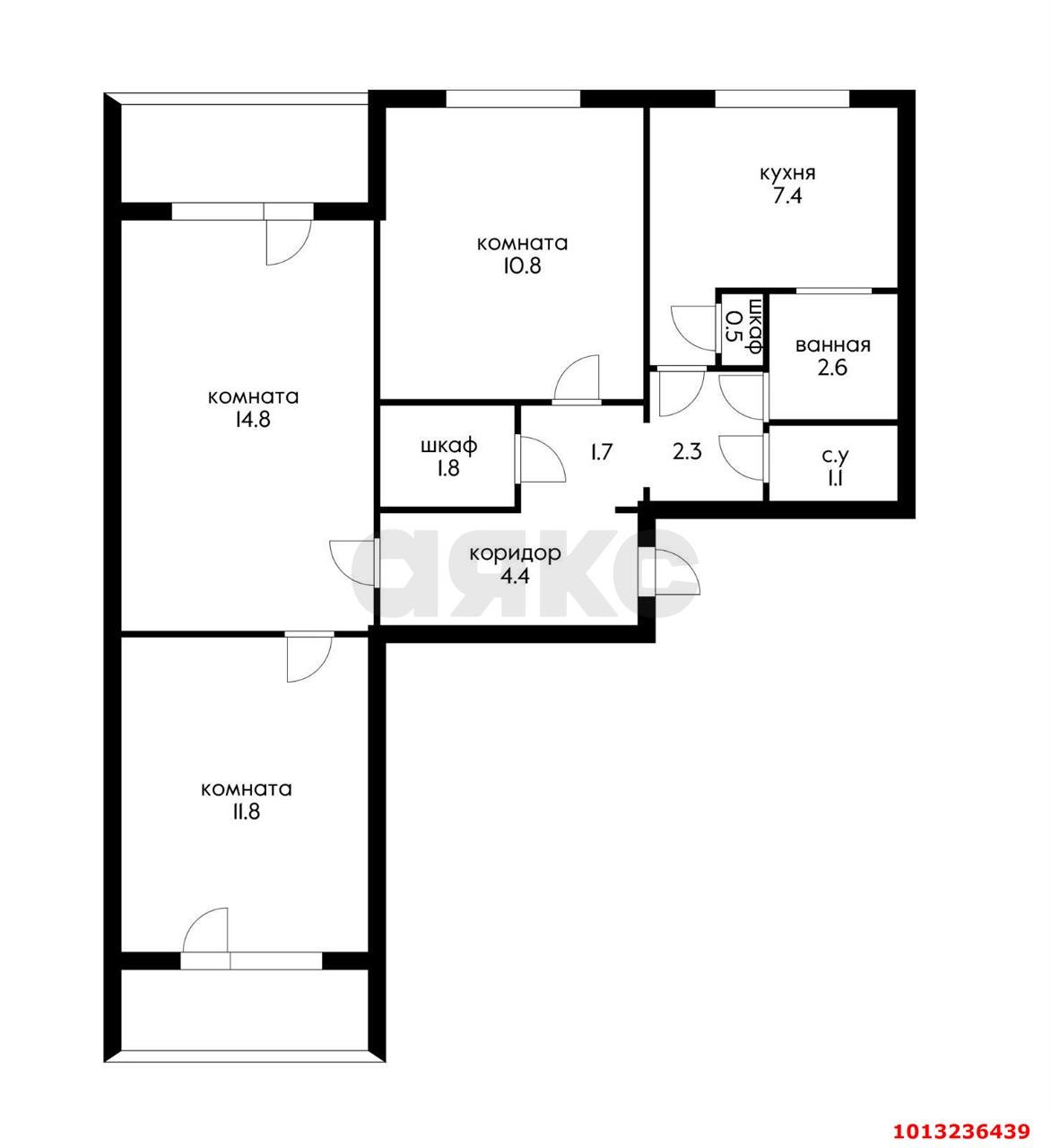 Фото №15: 3-комнатная квартира 60 м² - Краснодар, Фестивальный, ул. Ковалёва, 6